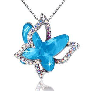 Aquamarine Blue Crystal Crystal Necklace